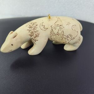 Vintage CARVED Hallmark Christmas Keepsake Ornament Northern Art Polar Bear 2000